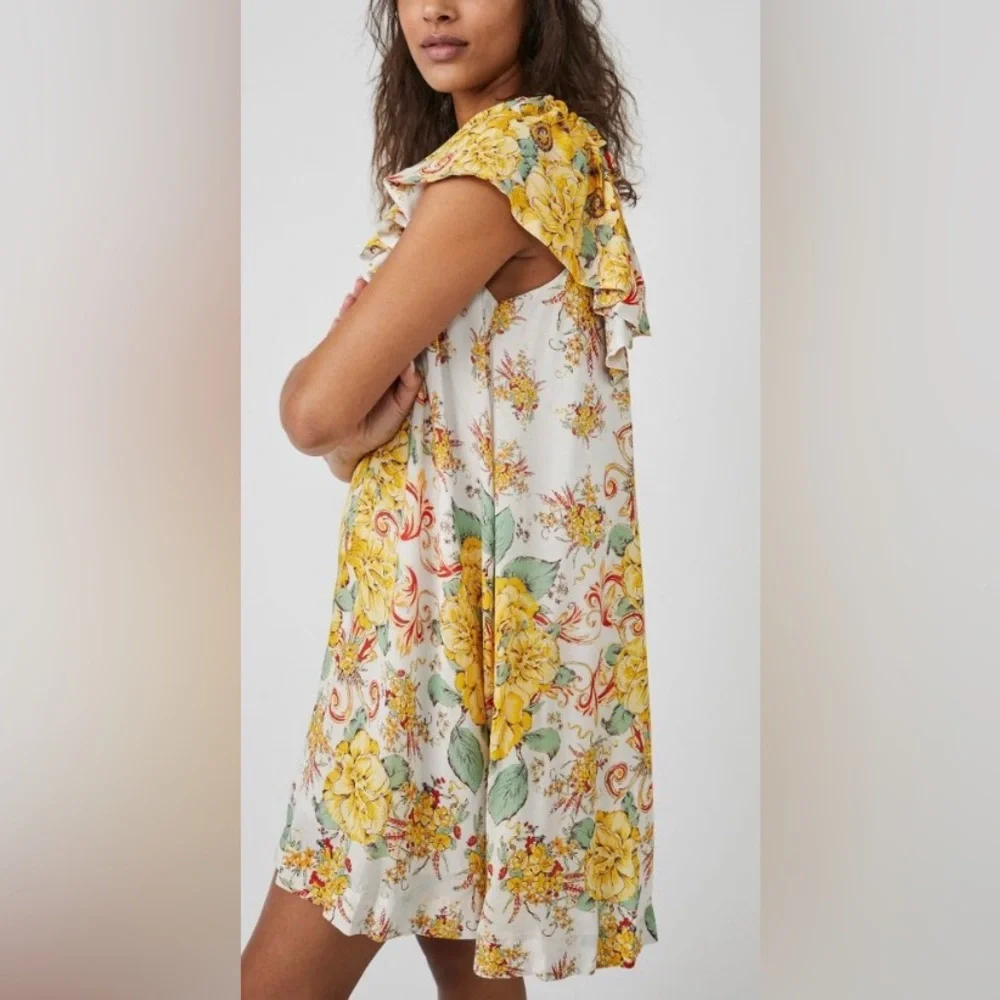 🔖 FREE PEOPLE
Yara Printed Flutter-Sleeve Floral Minidress Tea Combo OB1785306 - Picture 5 of 8